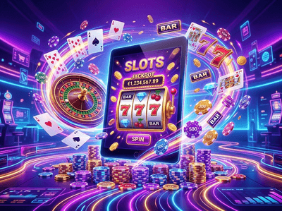 Interfaz de casino premium MexLucky con slots y premios dorados